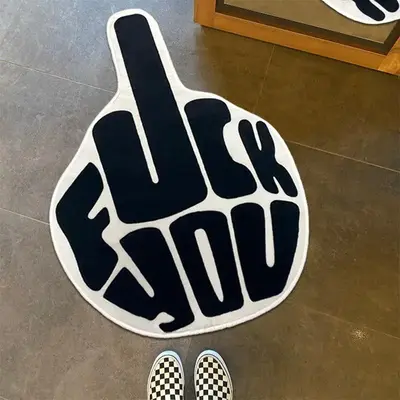 Letter Pattern Decorative Carpet, Non-slip Soft Floor Mat, Irregular Creative Decorative Rug for Home Living Room Bedroom