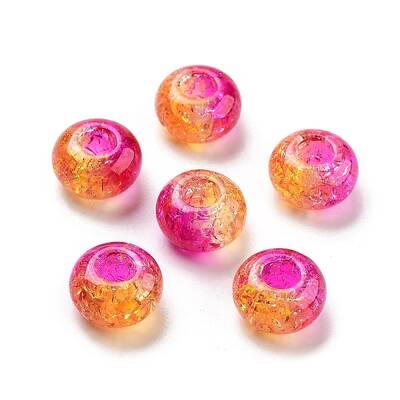 Two Tone Transparent Crackle Acrylic European Beads