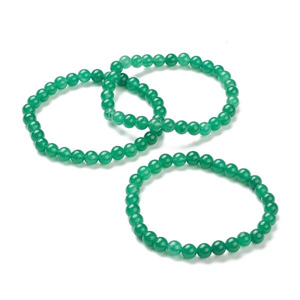 Natural Green Aventurine Beaded Stretch Bracelets