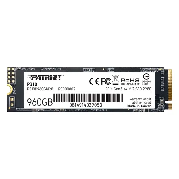 P310P960GM28 Patriot P310 960GB PCI Express NVMe 3.0 x4 M.2 2280 Solid State Drive