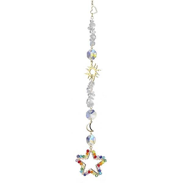 Glass Beads Wrapped Star Hanging Ornaments