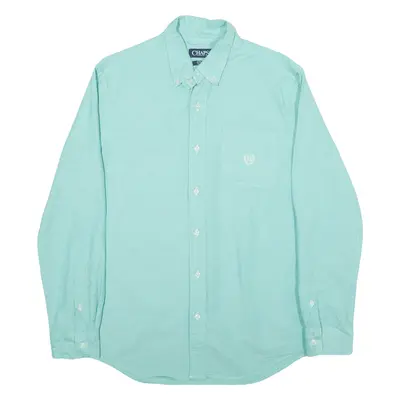 CHAPS STRETCH OXFORD Plain Shirt Blue Long Sleeve Mens M