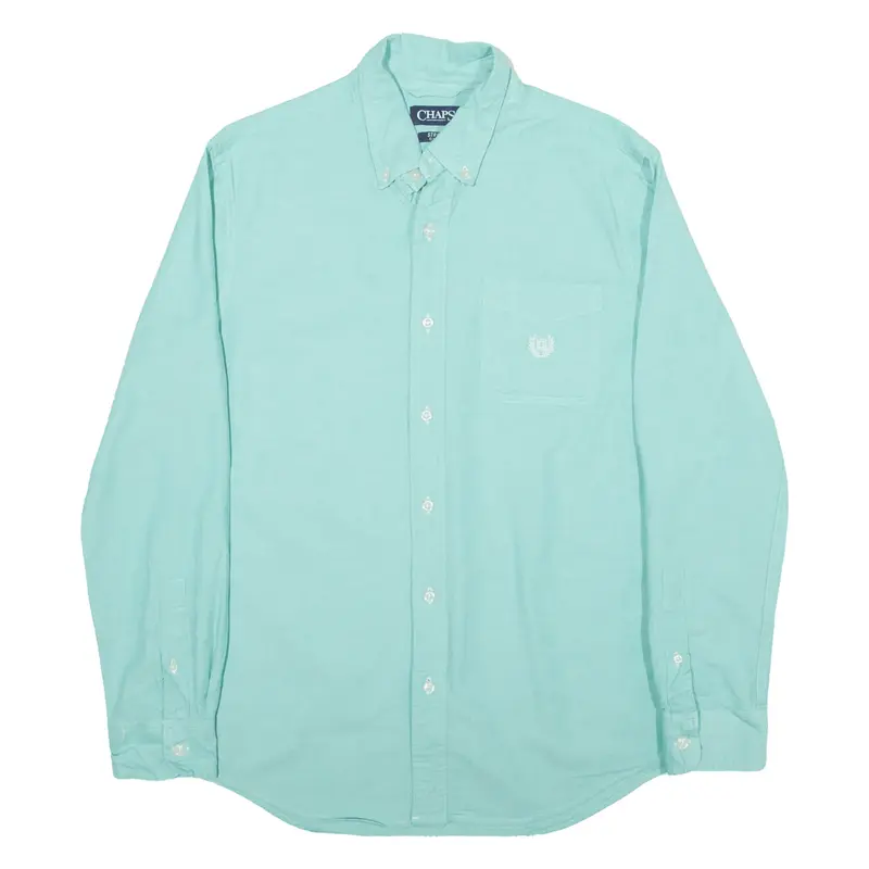 CHAPS STRETCH OXFORD Plain Shirt Blue Long Sleeve Mens M