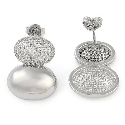 Oval Clear Cubic Zirconia Stud Earrings