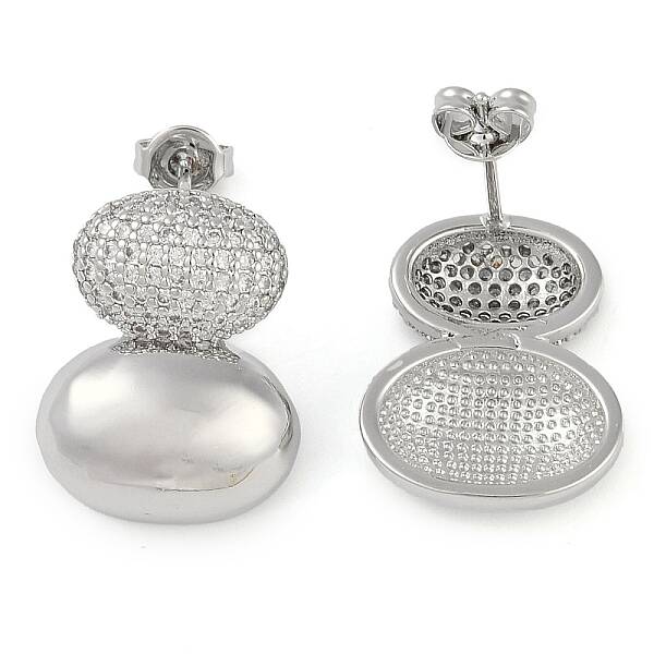 Oval Clear Cubic Zirconia Stud Earrings