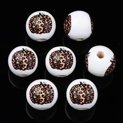 Autumn Theme Printed Natural Wood Beads