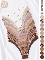 Women's Leopard & Cherry Print Panty, Soft Comfy Breathable Thongs Knicker for Daily Wear, Underwear for Women, Underwear for...