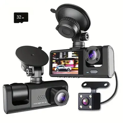 3-Lens 1080P HD Car DVR, 1 Set Wireless Connection Car DVR with Multi-language Support & Loop Recording, Universal Car Record...