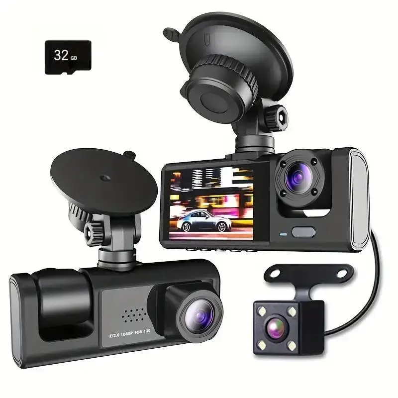 3-Lens 1080P HD Car DVR, 1 Set Wireless Connection Car DVR with Multi-language Support & Loop Recording, Universal Car Record...