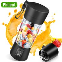 Phueut Portable Blender USB Rechargeable Mini Blender with 6 Blades, 380mL Traveling Fruit Juicer Cup for Shakes and Smoothie...