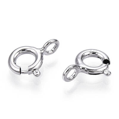 Rhodium Plated 925 Sterling Silver Spring Ring Clasps