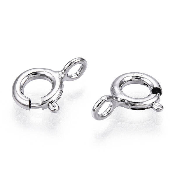 Rhodium Plated 925 Sterling Silver Spring Ring Clasps