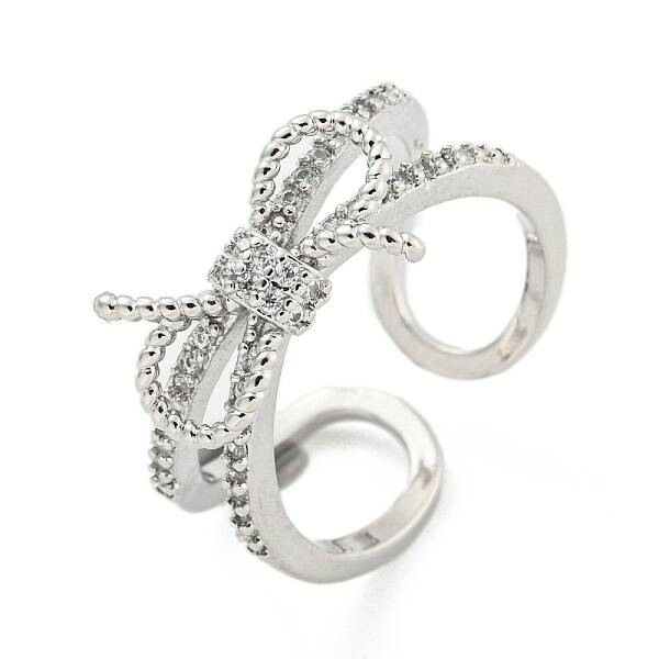 Brass Micro Pave Cubic Zirconia Cuff Rings