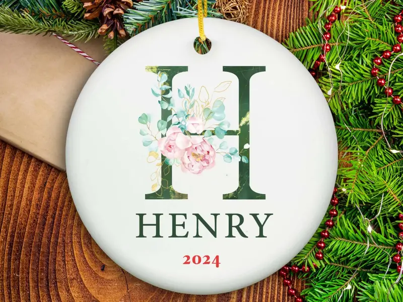 Initial and Name Ornament - Ceramic