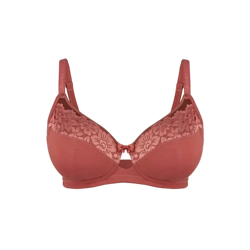 Rosie - Silk & Organic Cotton Lace Full Cup Wireless Bra | Size: 40C | Color: Red