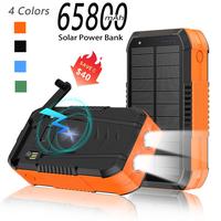 AMAUS 65800mAh Solar Charger Power Bank Wireless Charger Built in 4 Cables 4 Outputs 15 Wattts Fast Charging Power Bank for v...