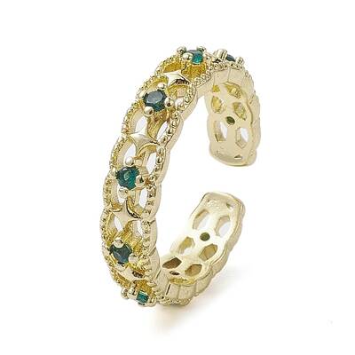 Rack Plating Brass Micro Pave Cubic Zirconia Open Cuff Rings