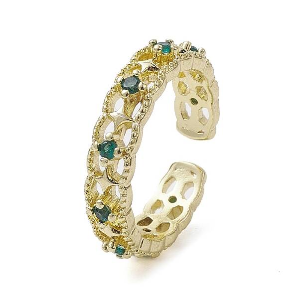 Rack Plating Brass Micro Pave Cubic Zirconia Open Cuff Rings