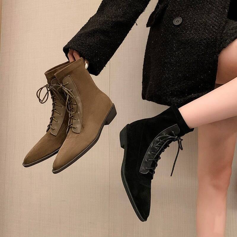 CHIKO Ailish Pointy Toe Block Heels Ankle Boots