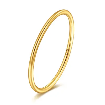 14K Gold Stackable Thin Gold Ring Plain Band Ring For Women