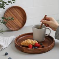 Wooden Serving Tray, 1 Count Vintage Round Serving Board, Fruit Tray, Home Dessert Tray