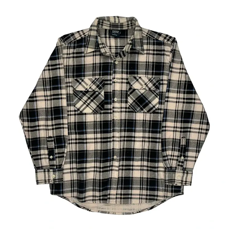 Tweed River Checked Flannel Shirt - Small Black Cotton