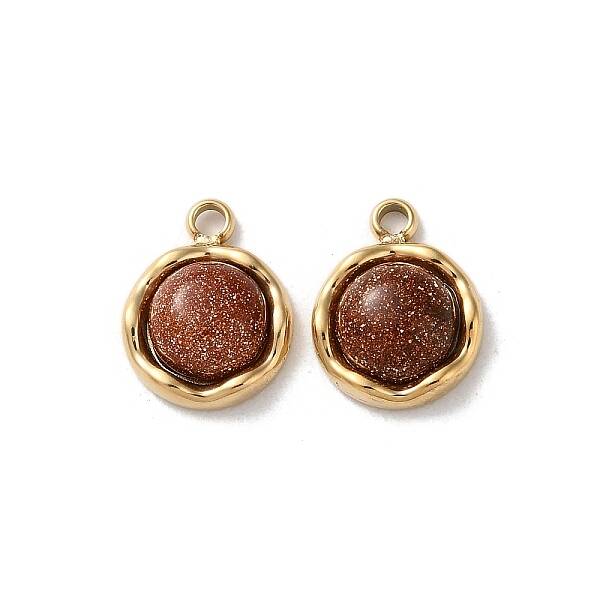 Synthetic Goldstone Half Round Charms