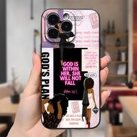 God Within Her Phone case for iPhone 16 Pro Max 15 Plus 14 13 12 11 XR XS E Black Women Pattern Full Body Protection Shockpro...