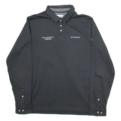 COLUMBIA Mens Polo Shirt Grey Long Sleeve L