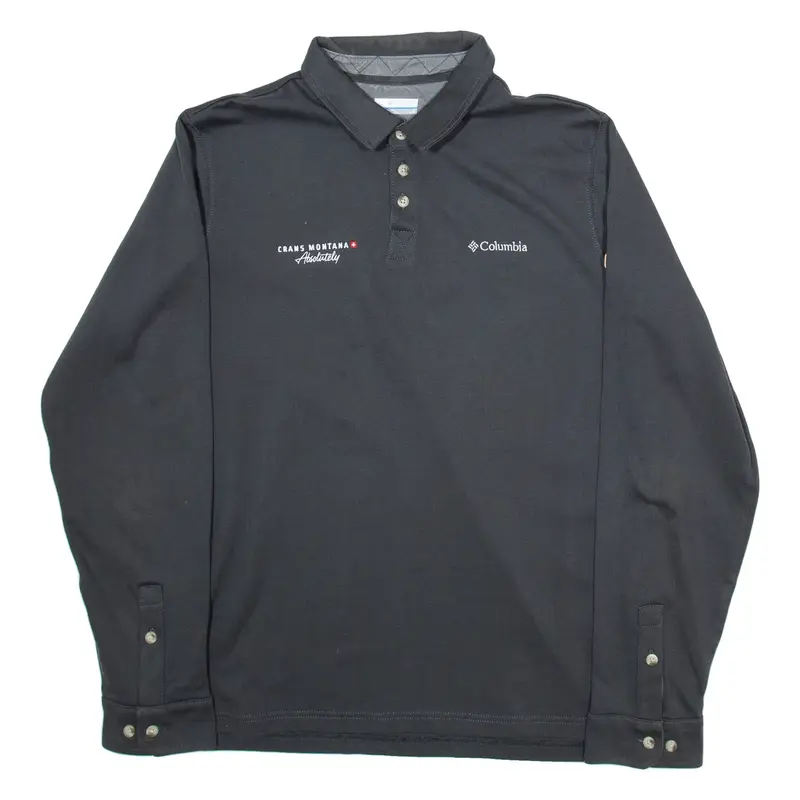 COLUMBIA Mens Polo Shirt Grey Long Sleeve L