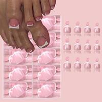 French Style Short Square Fake Toenail, 120pcs/box Press on Toenail, Soft Gel Tips for Women Girls Foot Manicure Nail Extensi...