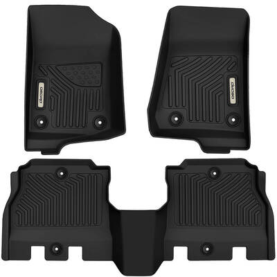 OEDRO Floor Mats for 2018-2025 Jeep Wrangler JL Unlimited 4-Door, Unique Black TPE All-Weather Floor Liners