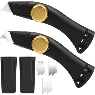 2P Black Heavy Duty Utility tool, Fixed Blade Roofing tool for Drywall, Vinyl, Carpet Cutting, Metal Roofing Tools with Porta...