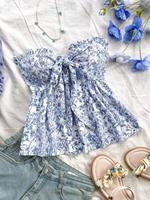 Women's Floral Print Tube Top, Boho Fashion Casual Strapless Top for Daily Holiday Vacation Wear, Bohemian Ladies Clothes for...