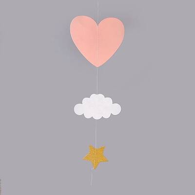 Kindergarten Window Hanging 3D Paper Heart Cloud Ornaments