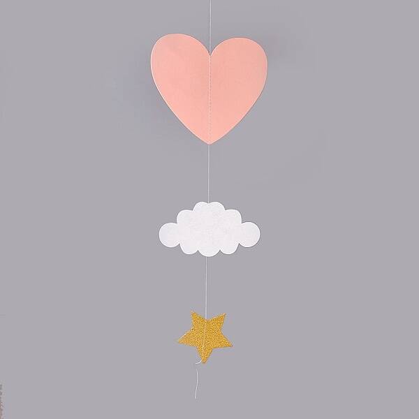 Kindergarten Window Hanging 3D Paper Heart Cloud Ornaments