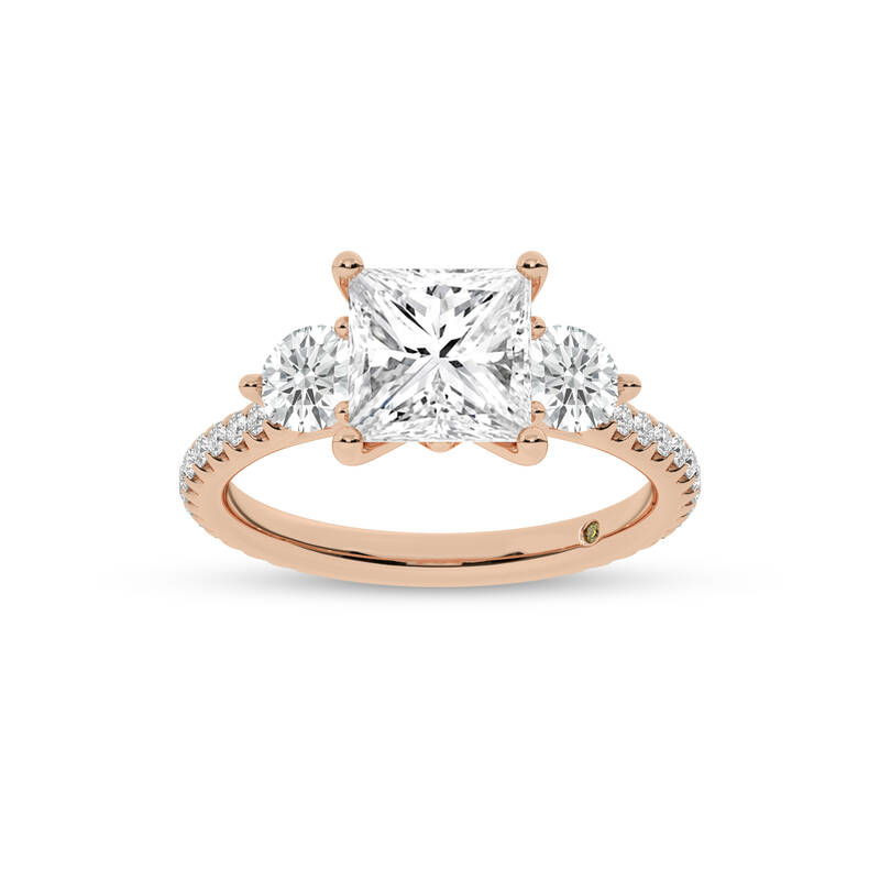 Zephyr Three Quarter Coverage Princess Cut Lab Grown Diamond Engagement Ring | 14K Rose Gold 5 1/7 CT. TW.