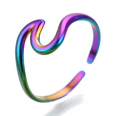 304 Stainless Steel Sea Wave Cuff Rings