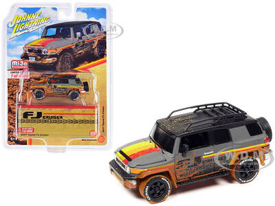 2007 Toyota FJ Cruiser Gray with Stripes (Muddy Version) with Roofrack Limited Edition to 4800 pieces Worldwide 1/64 Diecast ...
