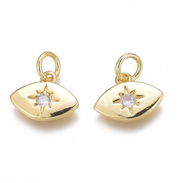 Brass Micro Pave Clear Cubic Zirconia Charms