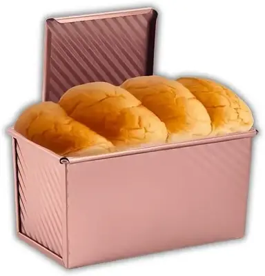 FIDZ PAN Loaf Pan with Lid, 1 lb Dough Capacity Non-Stick Bakeware Tin for Baking Bread, Carbon Steel Corrugated Bread Loaf P...