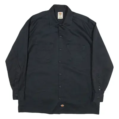 DICKIES Mens Worker Shirt Black Long Sleeve L