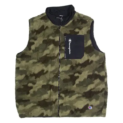 CHAMPION Mens Fleece Gilet Green Camouflage XL