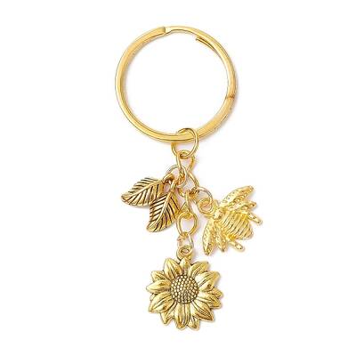 Sunflower & Bee Alloy Keychains