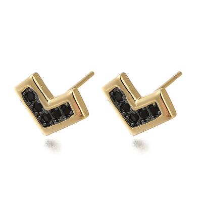 Rack Plating Brass Micro Pave Cubic Zirconia Stud Earring
