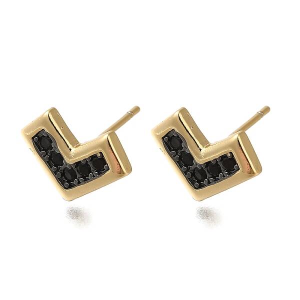 Rack Plating Brass Micro Pave Cubic Zirconia Stud Earring