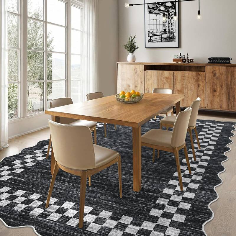 Garvee Bordered Dark Grey 10x13 Washable Rug Kids Room Non-Slip Low Pile Polyester Stain-Resistant Fade-Resistant Gray for Be...