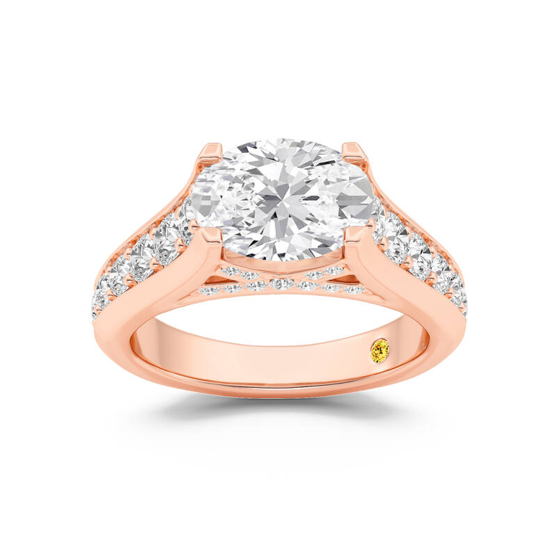 Astra Graduated Pavé Set Oval Lab Grown Diamond Engagement Ring | 10K Rose Gold 2 1/2 CT. TW.