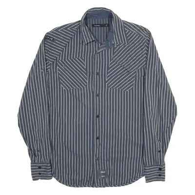 DIESEL Shirt Blue Striped Long Sleeve Mens M