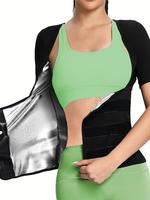 Sporty Women's Adjustable Velcro Closure Open Bust Sauna Tee, Sport Short Sleeve Sauna Top for Gym Workout, Ladies Sportswear...